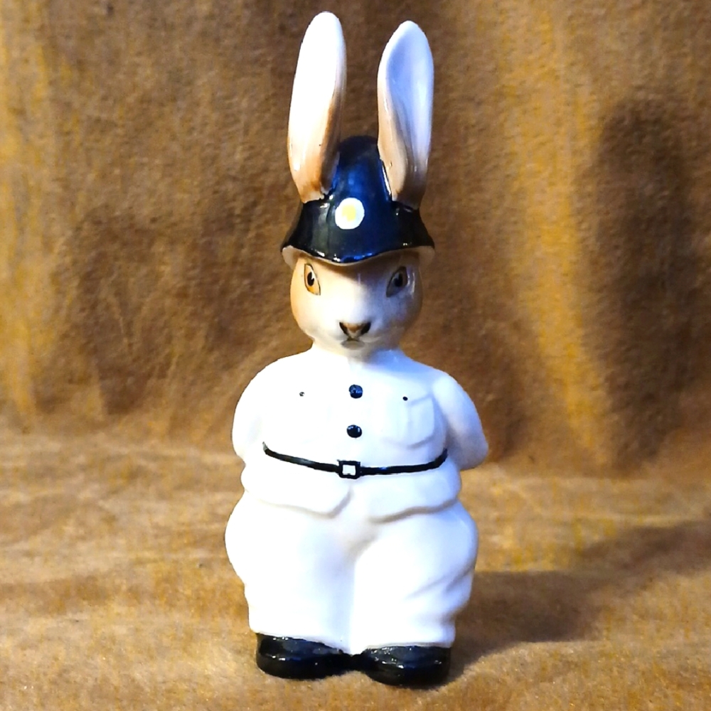 Ceramic Artone Bunny Figurine in Police Uniform